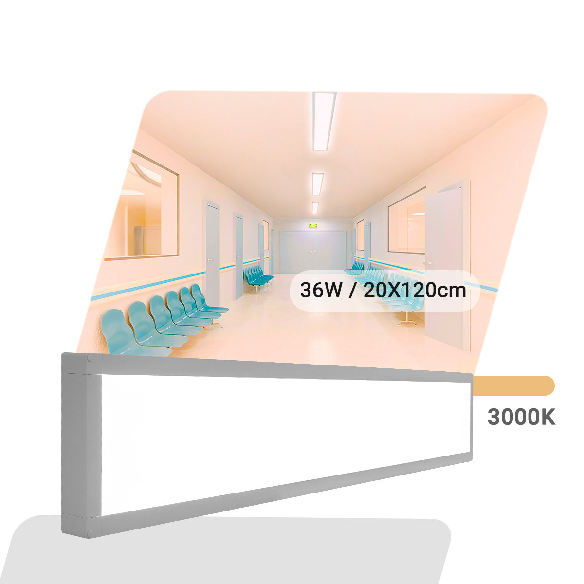 Luminária Painel Led 20x120 36w Sobrepor Retangular