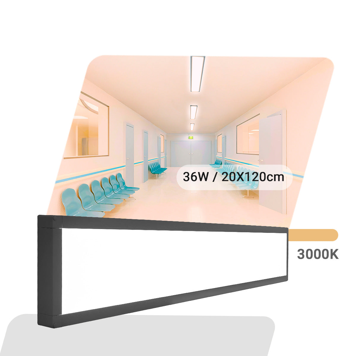 Luminária Painel Led 20x120 36w Sobrepor Retangular
