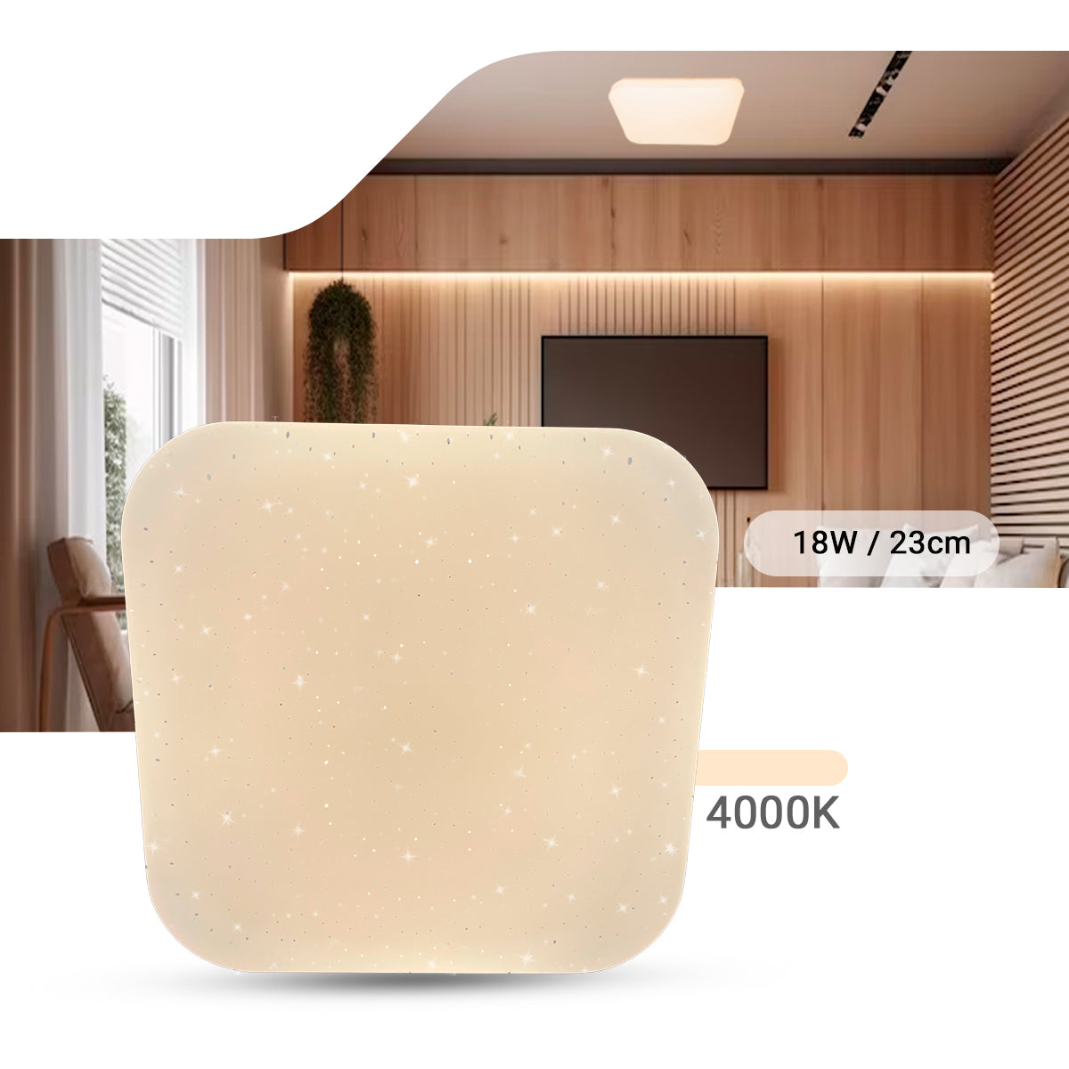 Plafon Led 23X23 18w Sobrepor Quadrado Borda Infinita