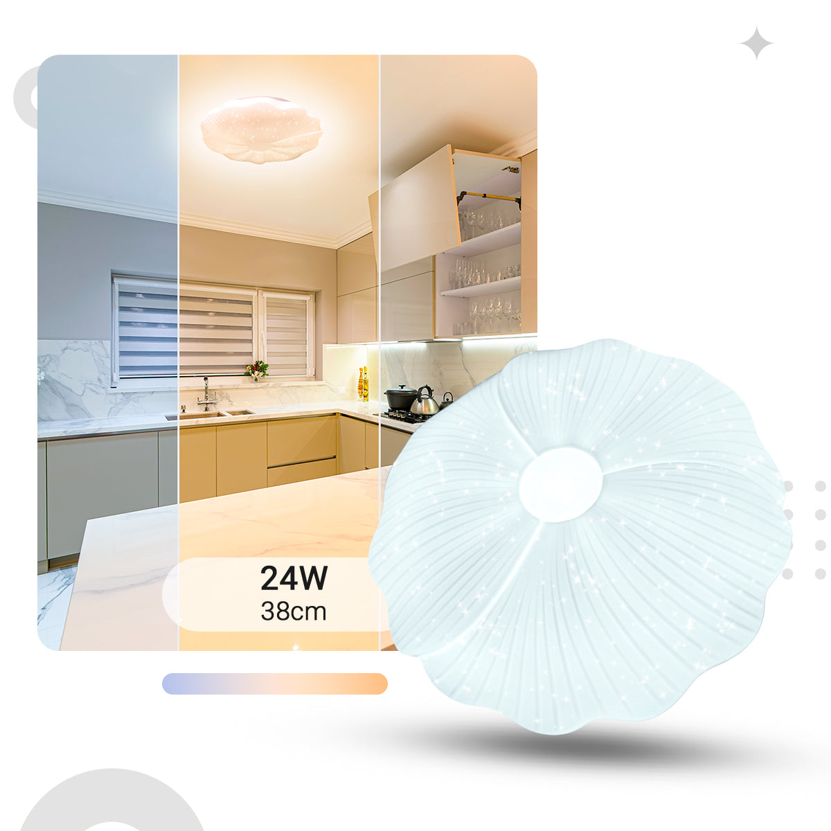 Plafon de Teto led multicor 38cm c/forma de flor 24w