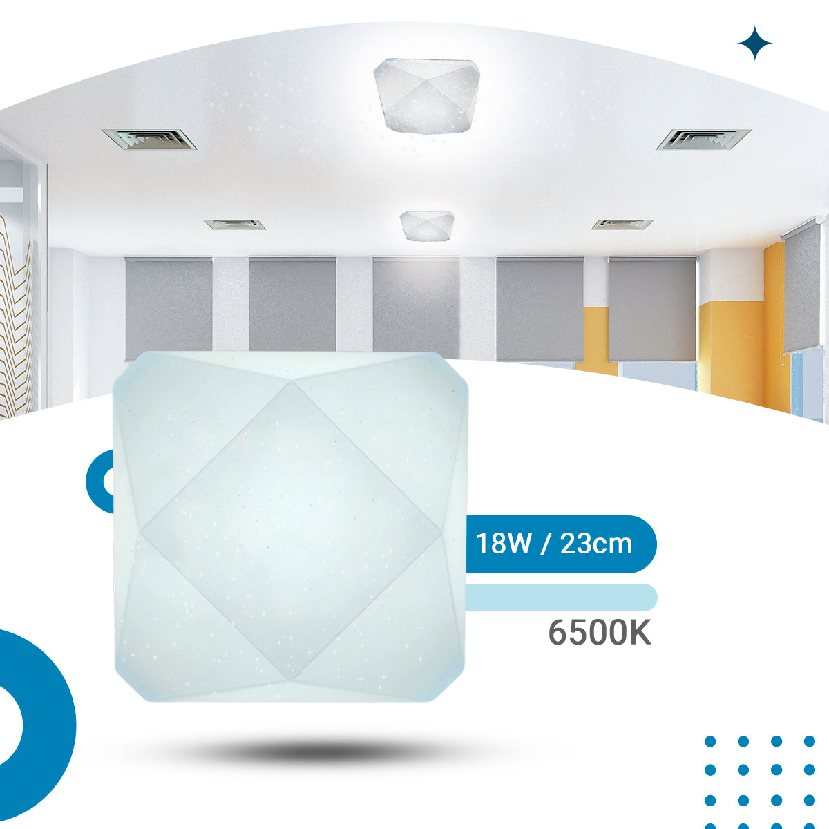 Plafon teto moderno 3D Diamante 18W Efeito Estrelado