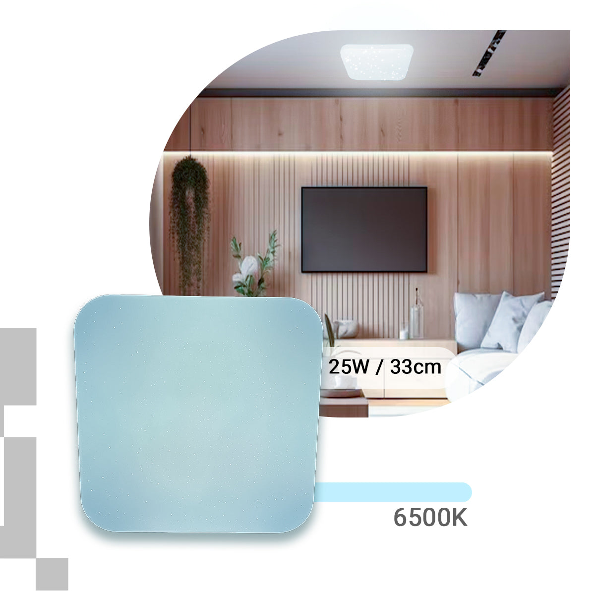 Plafon Led 33x33 25W Sobrepor Quadrado Borda Infinita