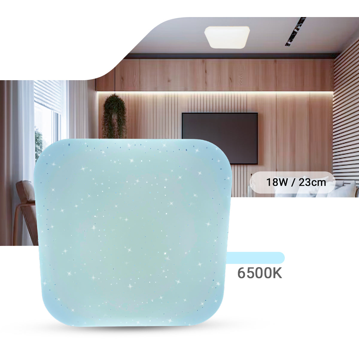 Plafon Led 23X23 18w Sobrepor Quadrado Borda Infinita