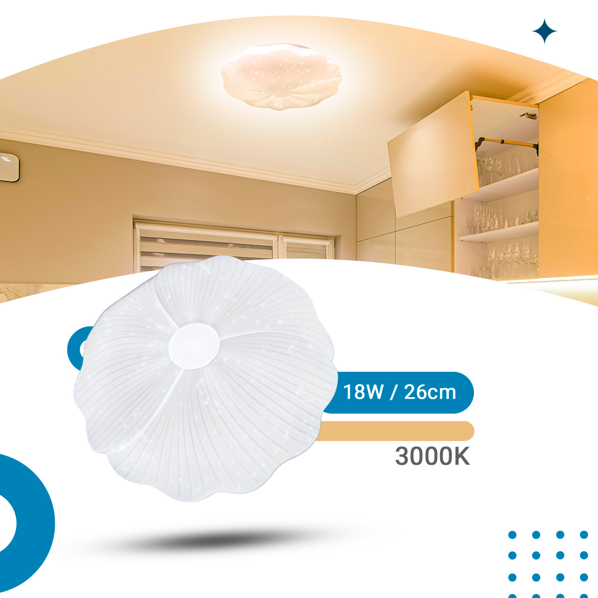 Plafon Led de Teto 26cm c/forma de Flor 18w