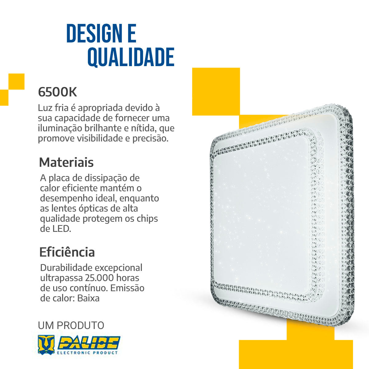 Lustre Plafon Cristal Led 33x33 25w Sobrepor Quadrado
