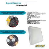 Lustre Plafon Cristal Led 44x44 30-60w Multicor Sobrepor Quadrado