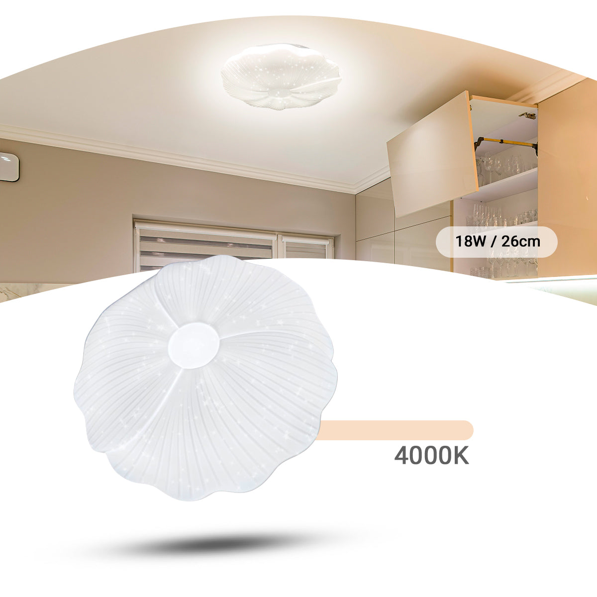 Plafon Led de Teto 26cm c/forma de Flor 18w