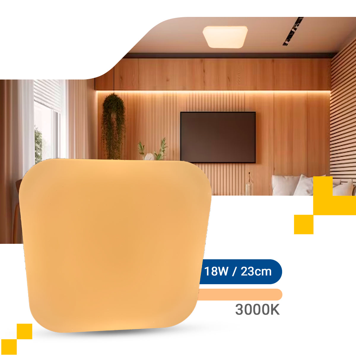 Plafon Led 23X23 18w Sobrepor Quadrado Borda Infinita