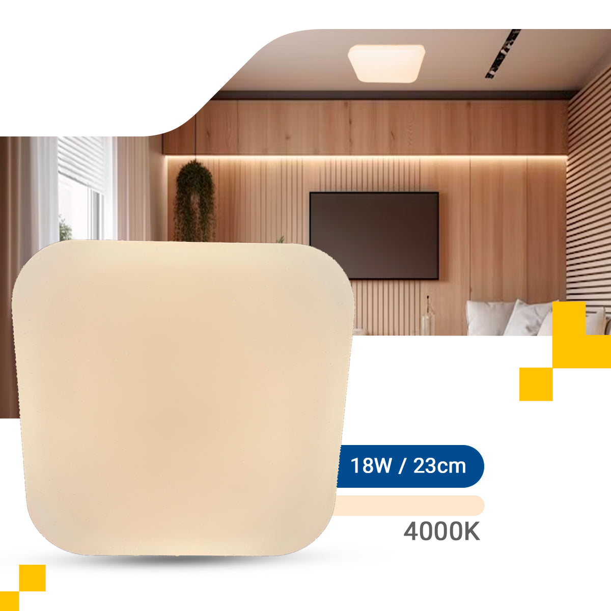 Plafon Led 23X23 18w Sobrepor Quadrado Borda Infinita