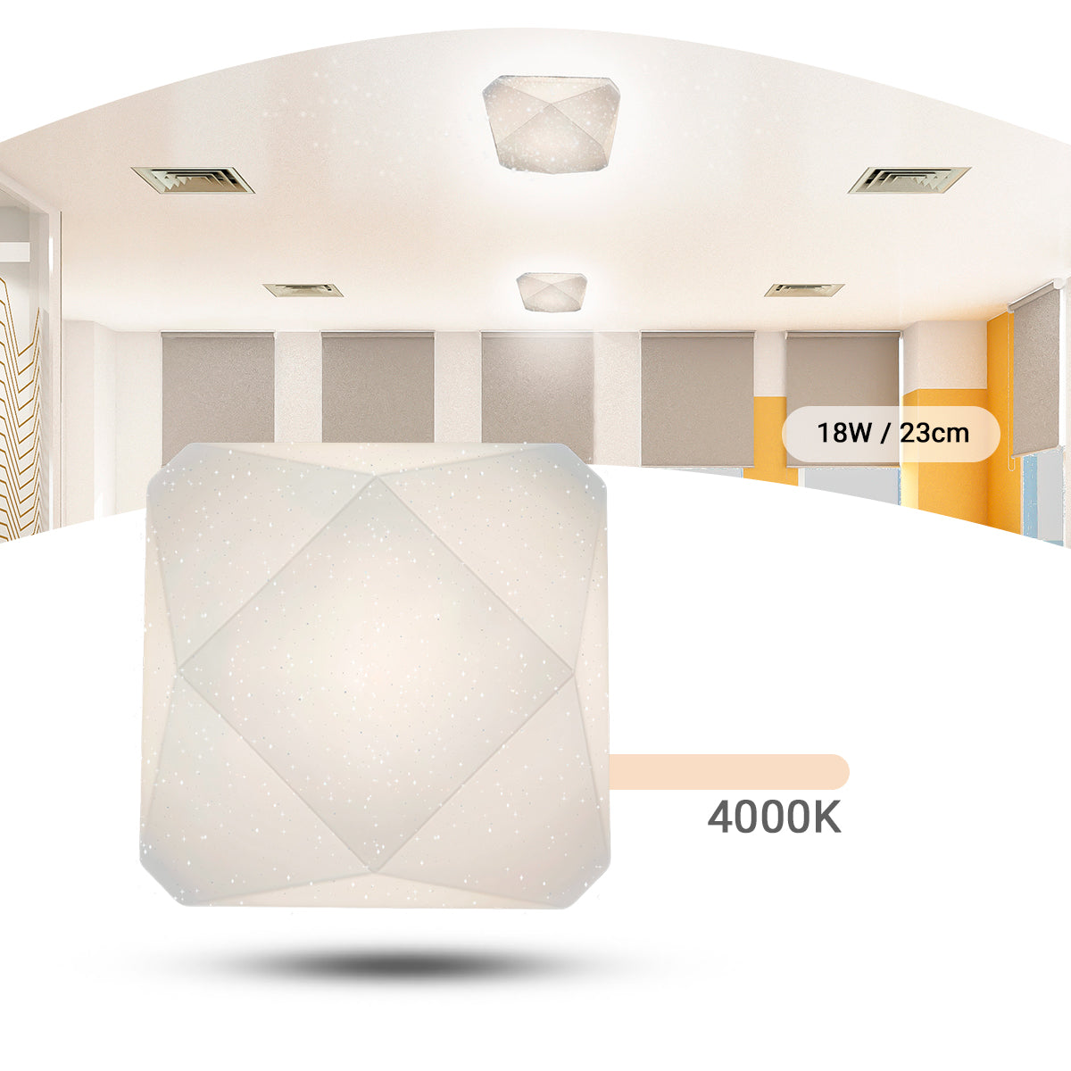 Plafon teto moderno 3D Diamante 18W Efeito Estrelado