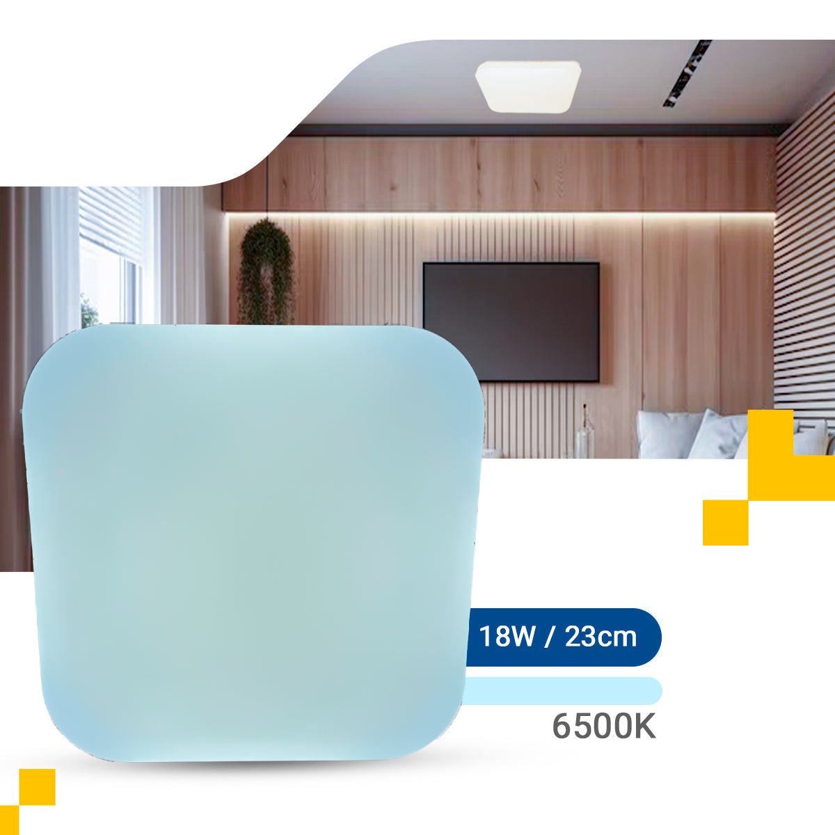 Plafon Led 23X23 18w Sobrepor Quadrado Borda Infinita