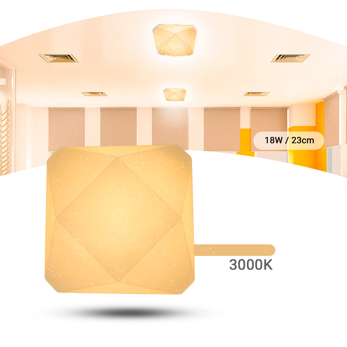 Plafon teto moderno 3D Diamante 18W Efeito Estrelado