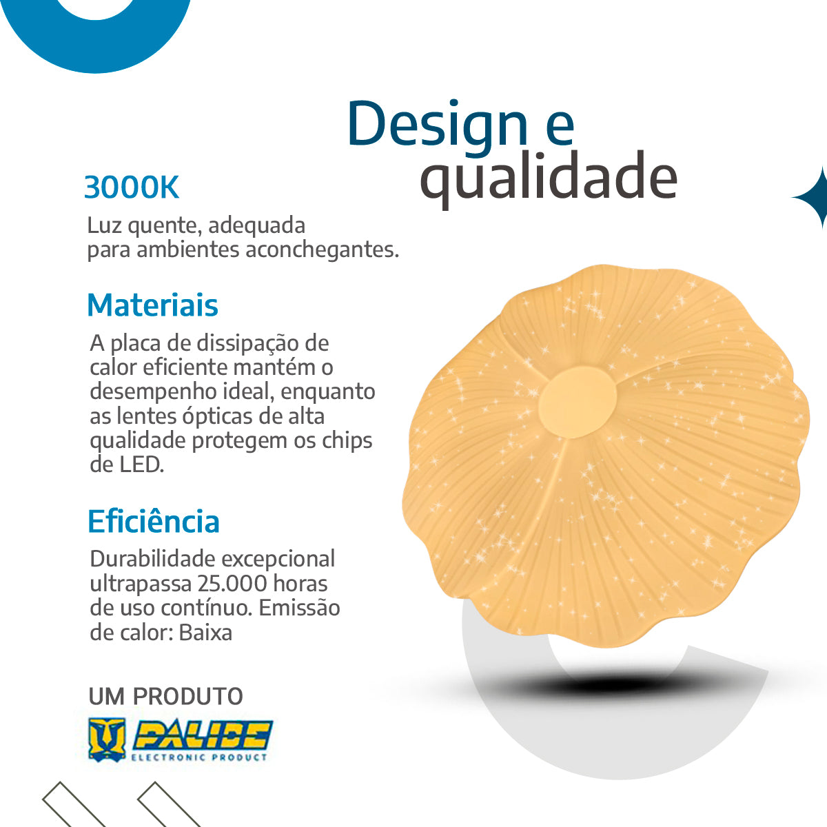 Plafon Led de Teto 26cm c/forma de Flor 18w