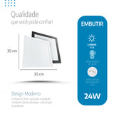 Luminária Painel Led 30x30 24w Embutir Quadrado