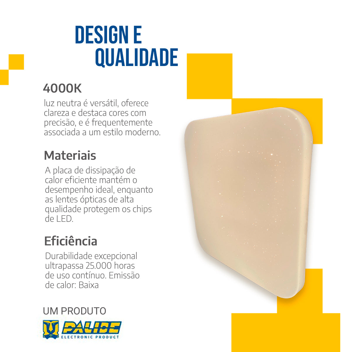 Plafon Led 33x33 25W Sobrepor Quadrado Borda Infinita