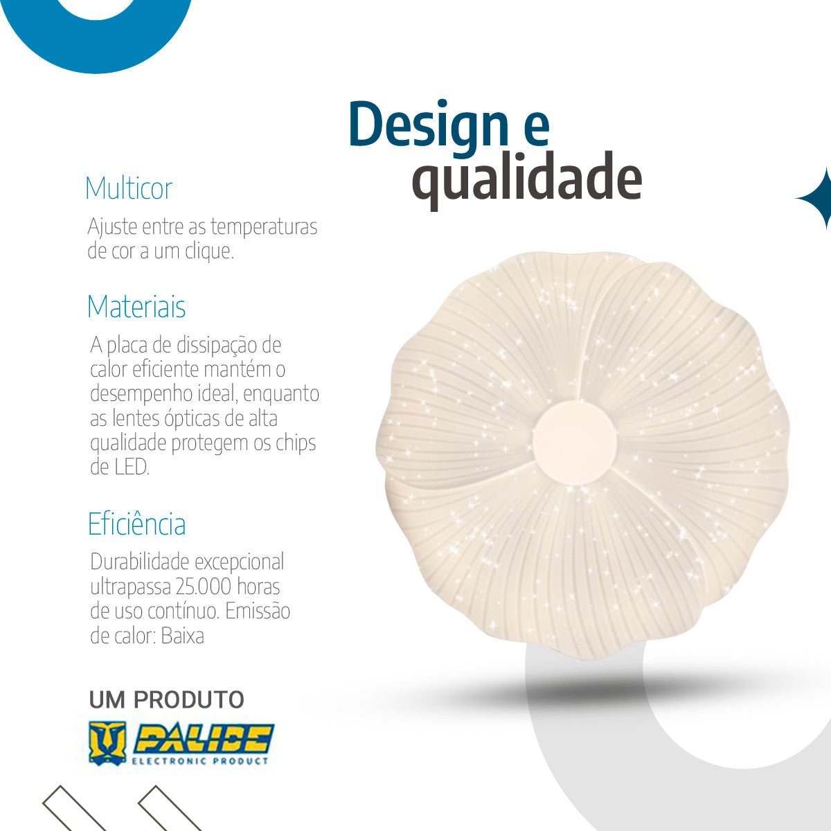 Plafon de Teto led multicor 38cm c/forma de flor 24w