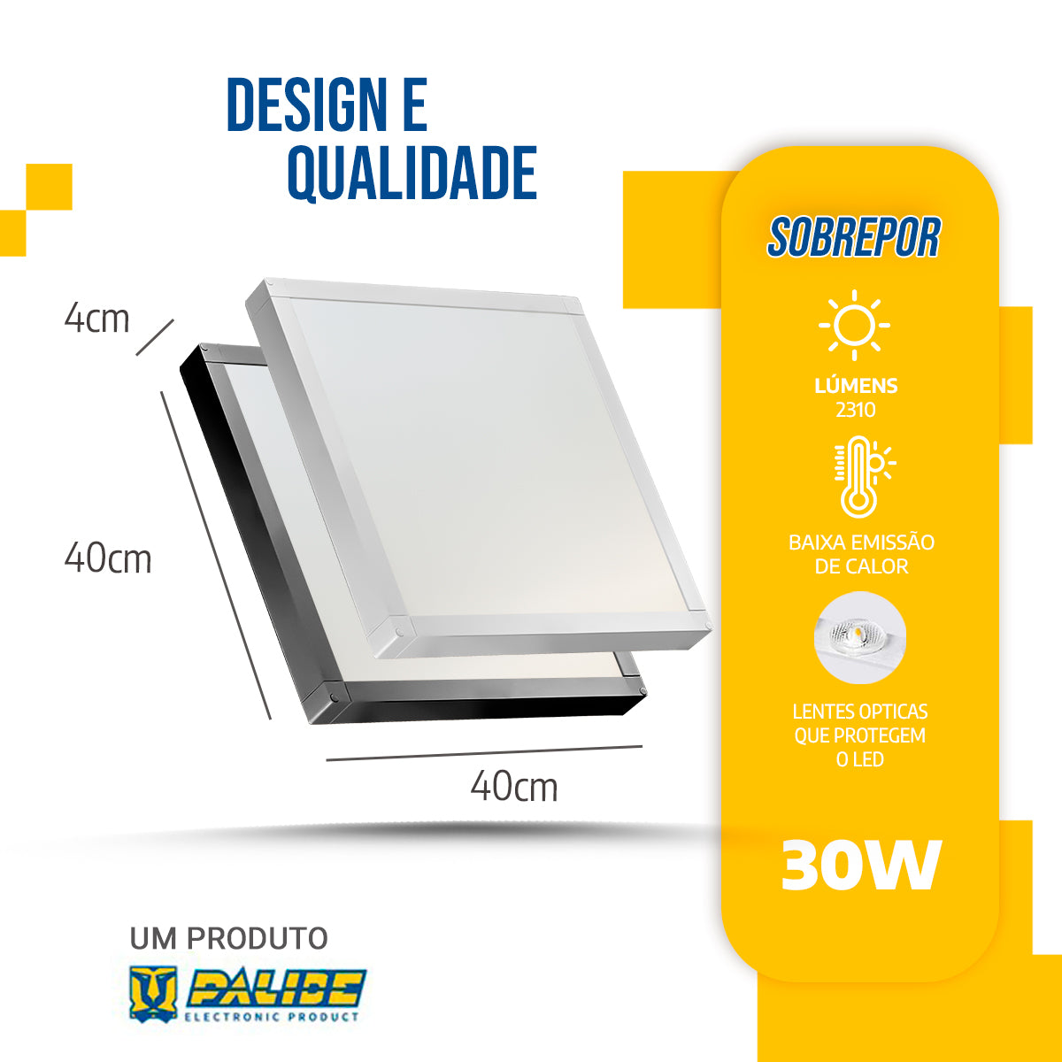 Luminária Painel Led 40x40 30w Sobrepor Quadrado