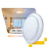 Lustre Plafon Cristal Led 38cm 24w Multicor Sobrepor Redondo