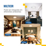 Lustre Plafon Cristal Led 38cm 24w Multicor Sobrepor Redondo