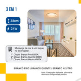 Lustre Plafon Cristal Led 38cm 24w Multicor Sobrepor Redondo