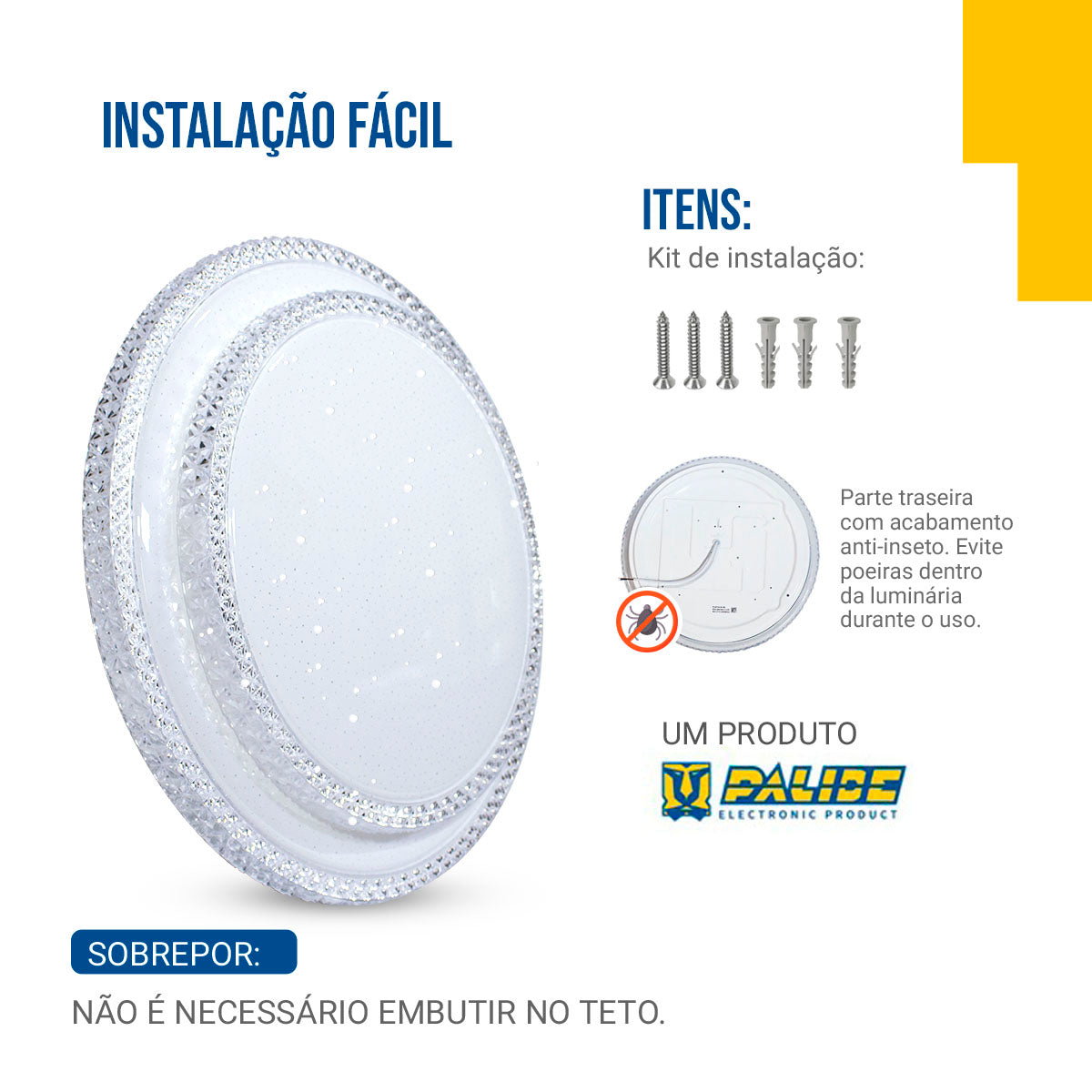 Lustre Plafon Cristal Led 38cm 24w Multicor Sobrepor Redondo