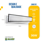 Luminária Painel Led 17x122 36w Embutir Retangular
