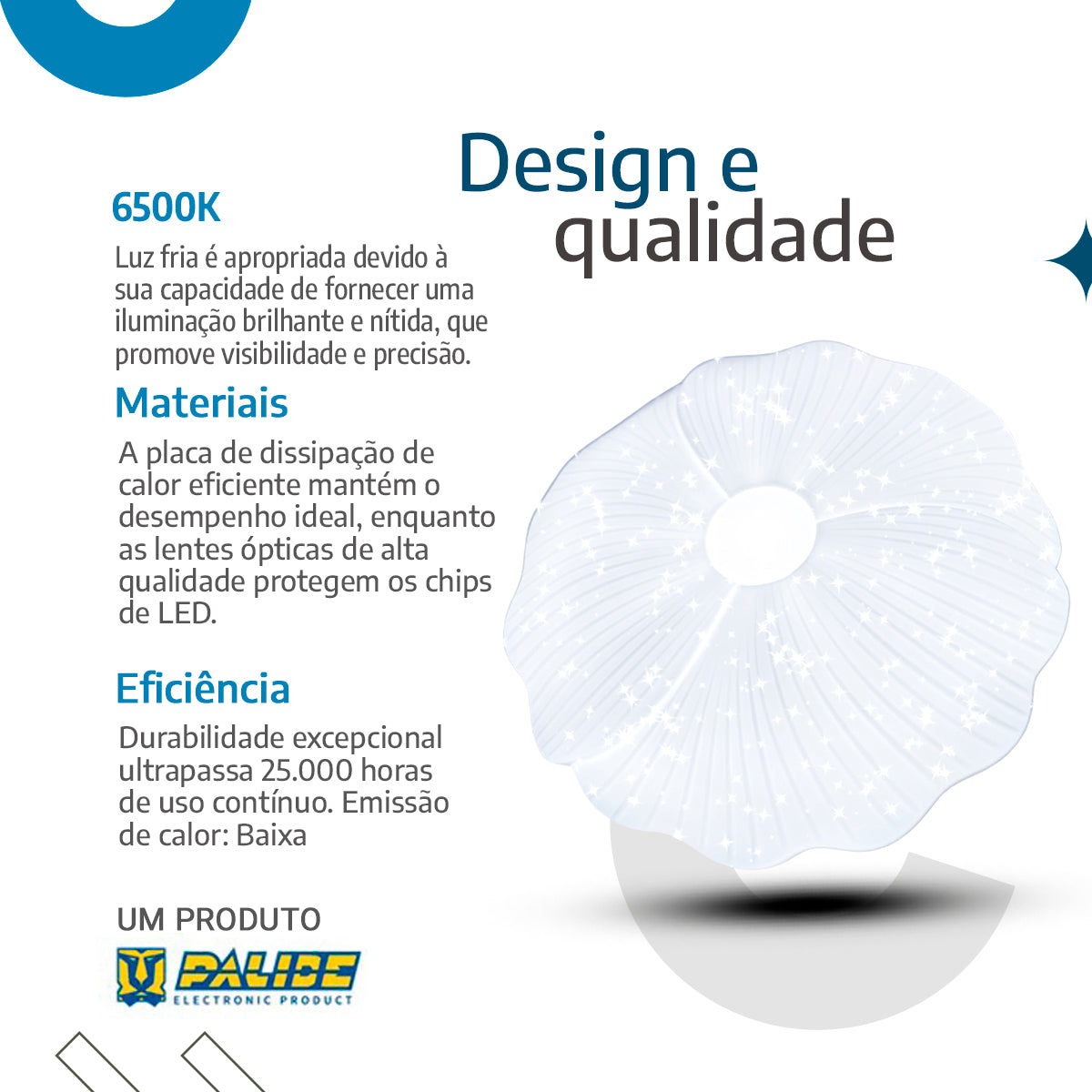 Plafon Led de Teto 26cm c/forma de Flor 18w