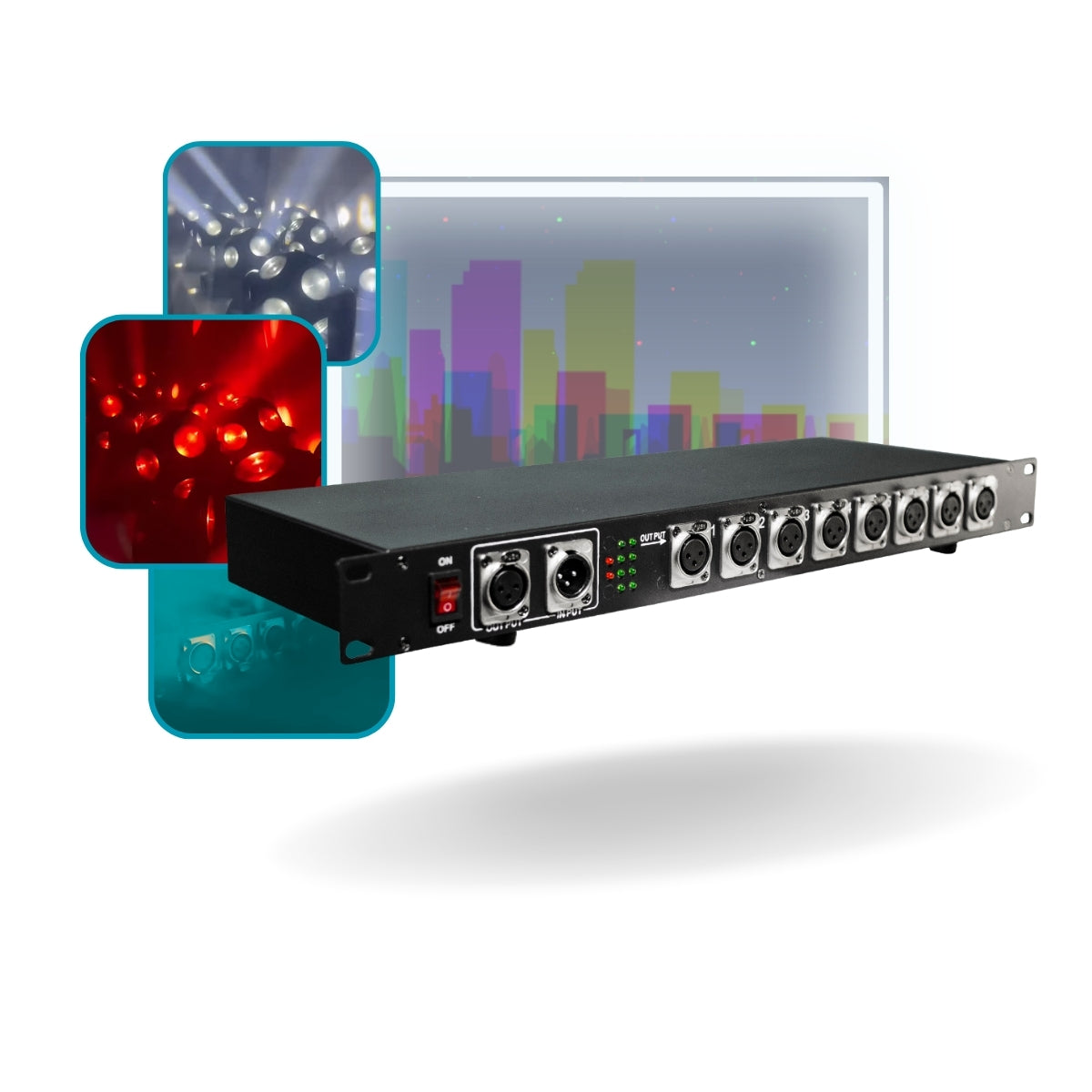 Spliter Divisor DMX Inteligente Com 8 Saídas