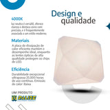 Plafon teto moderno 3D Diamante 18W Efeito Estrelado