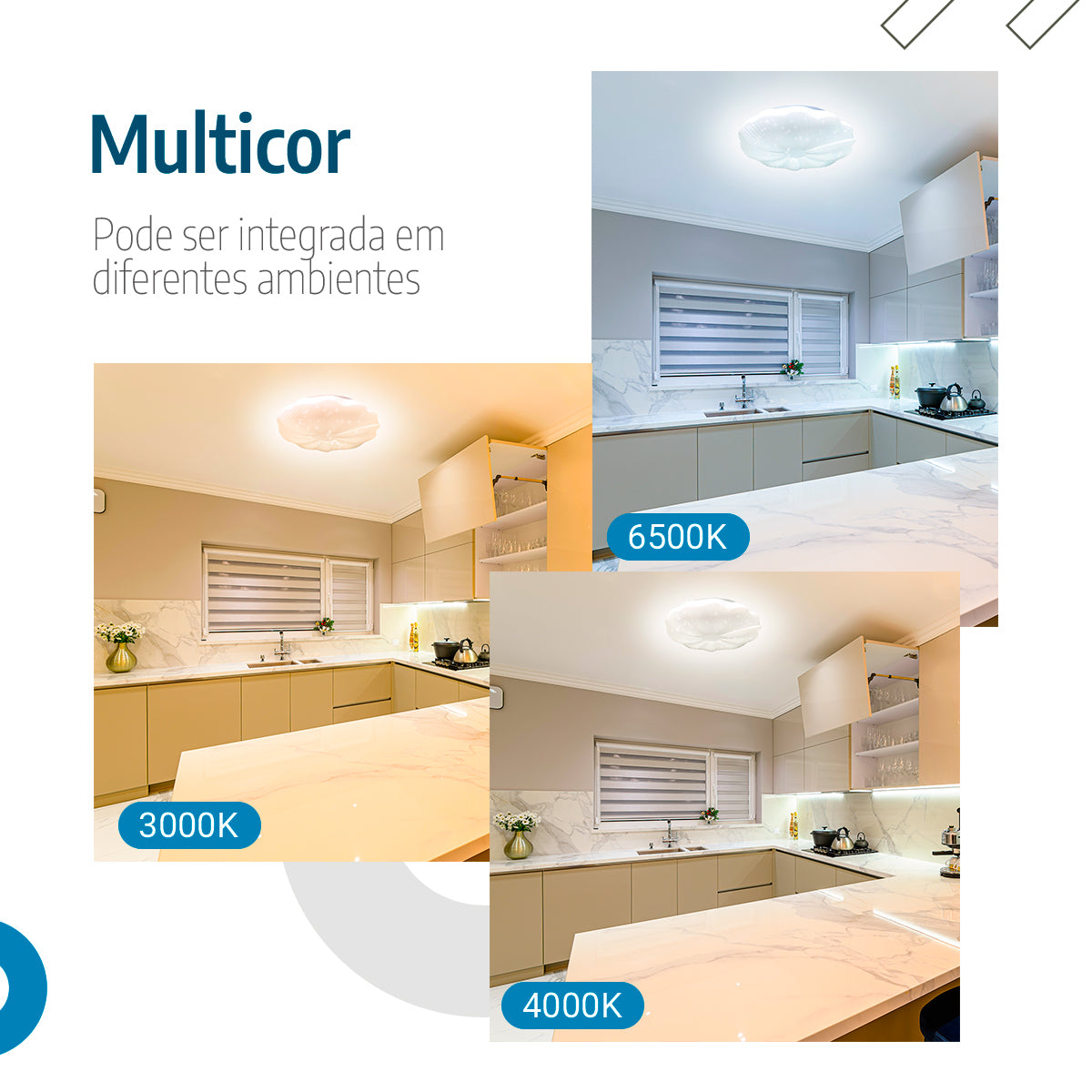 Plafon de Teto led multicor 38cm c/forma de flor 24w