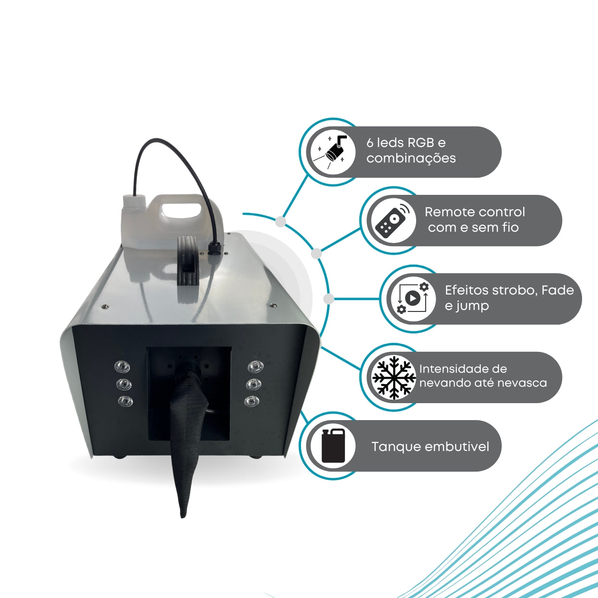 Máquina de Neve Artificial 1800W com LED RGB