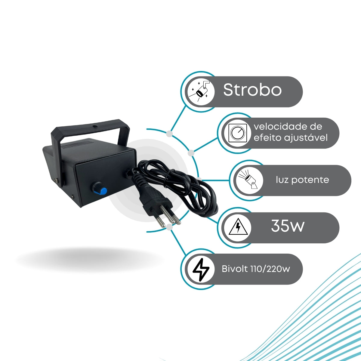 Mini Strobo LED efeito Flash 35W 24 Leds