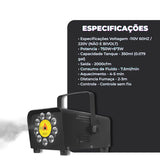 Máquina de Fumaça 9 LEDs 750w Rgb Com Strobo Controle Sem Fio