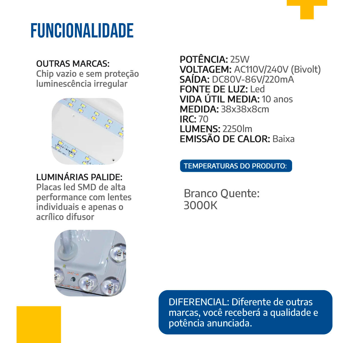 Lustre Plafon Cristal Led 38cm 25w Sobrepor Redondo