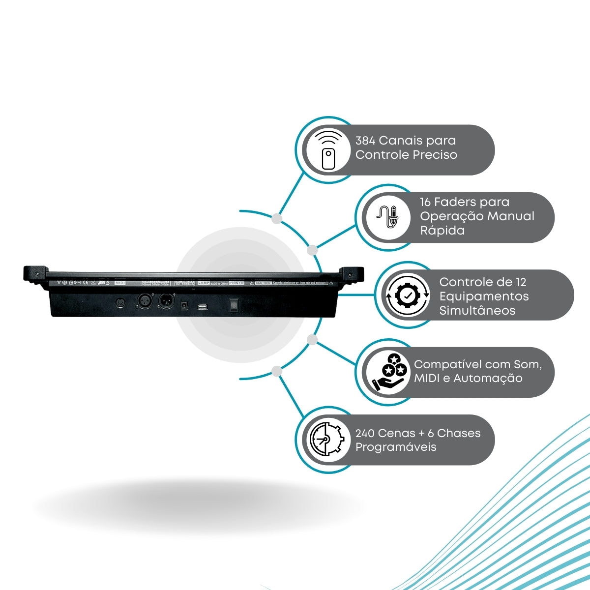 Mesa Iluminação Dmx 384 Operador Profissional 32ch Bivolt