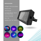 Mini Painel Strobo RGB 60w multi efeitos Dmx com controle sem fio