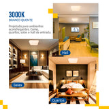 Plafon Led 23X23 18w Sobrepor Quadrado Borda Infinita