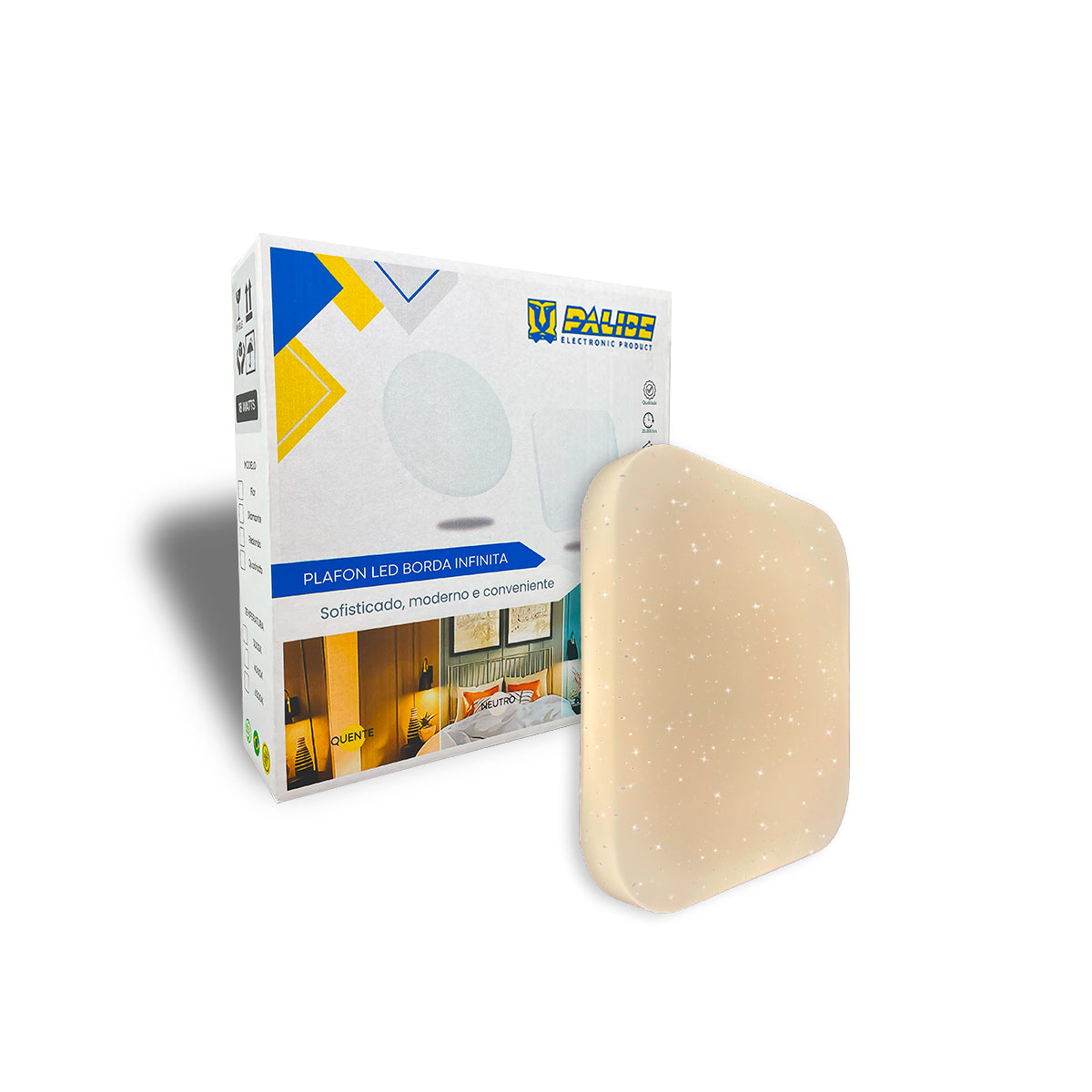 Plafon Led 23X23 18w Sobrepor Quadrado Borda Infinita