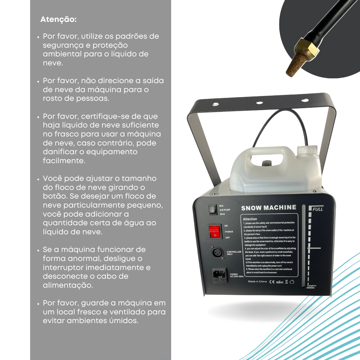 Máquina de Neve Artificial 1800W com LED RGB