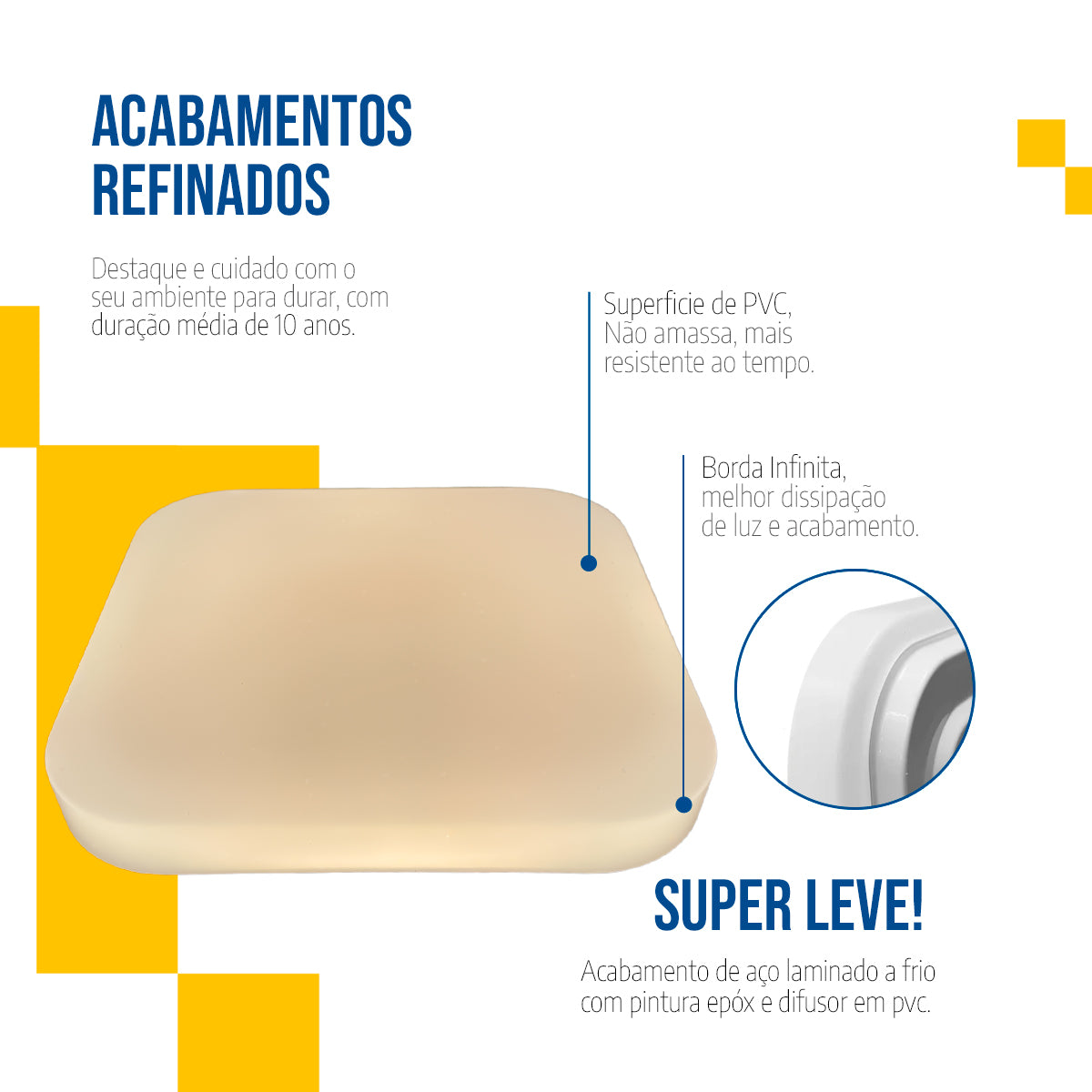 Plafon Led 23X23 18w Sobrepor Quadrado Borda Infinita