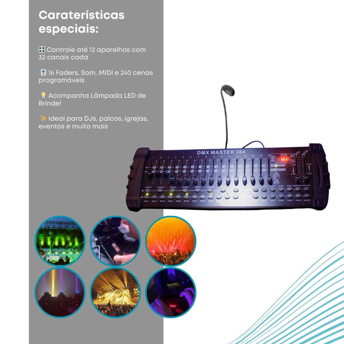 Mesa Iluminação Dmx 384 Operador Profissional 32ch Bivolt