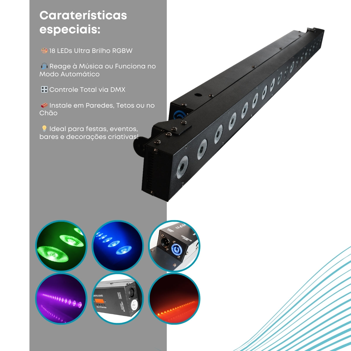 Ribalta Barra De Led Dmx 12w 18 Leds Rgb Turbinada Quadriled