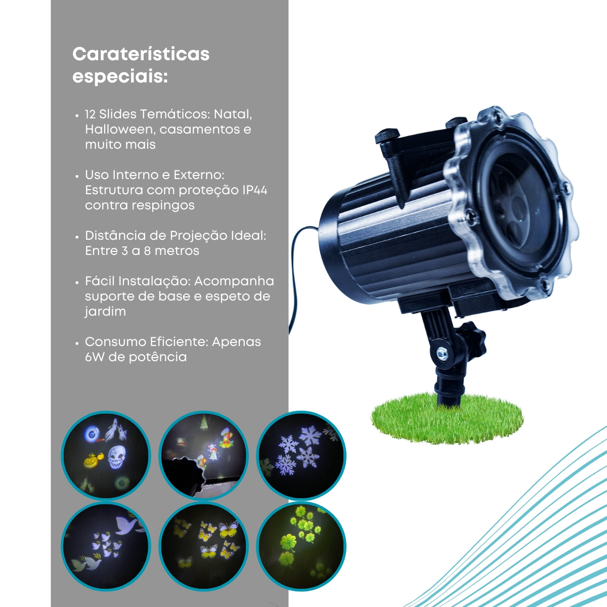 Projetor Led Luzes com discos diferentes desenhos e temas