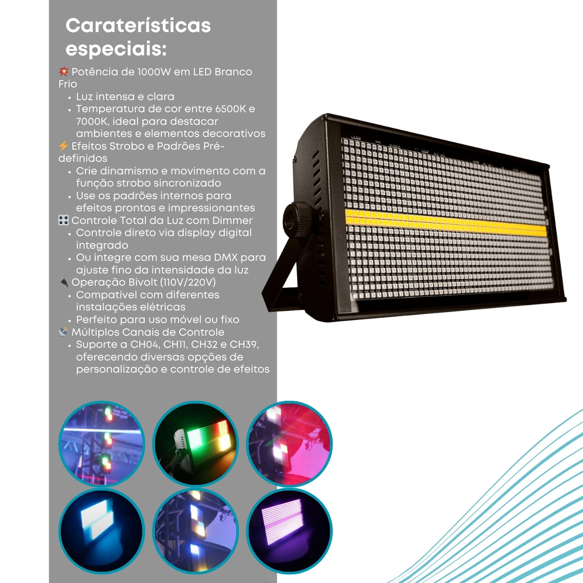 Strobo Led 1000w Dmx Rgbw Multi efeitos