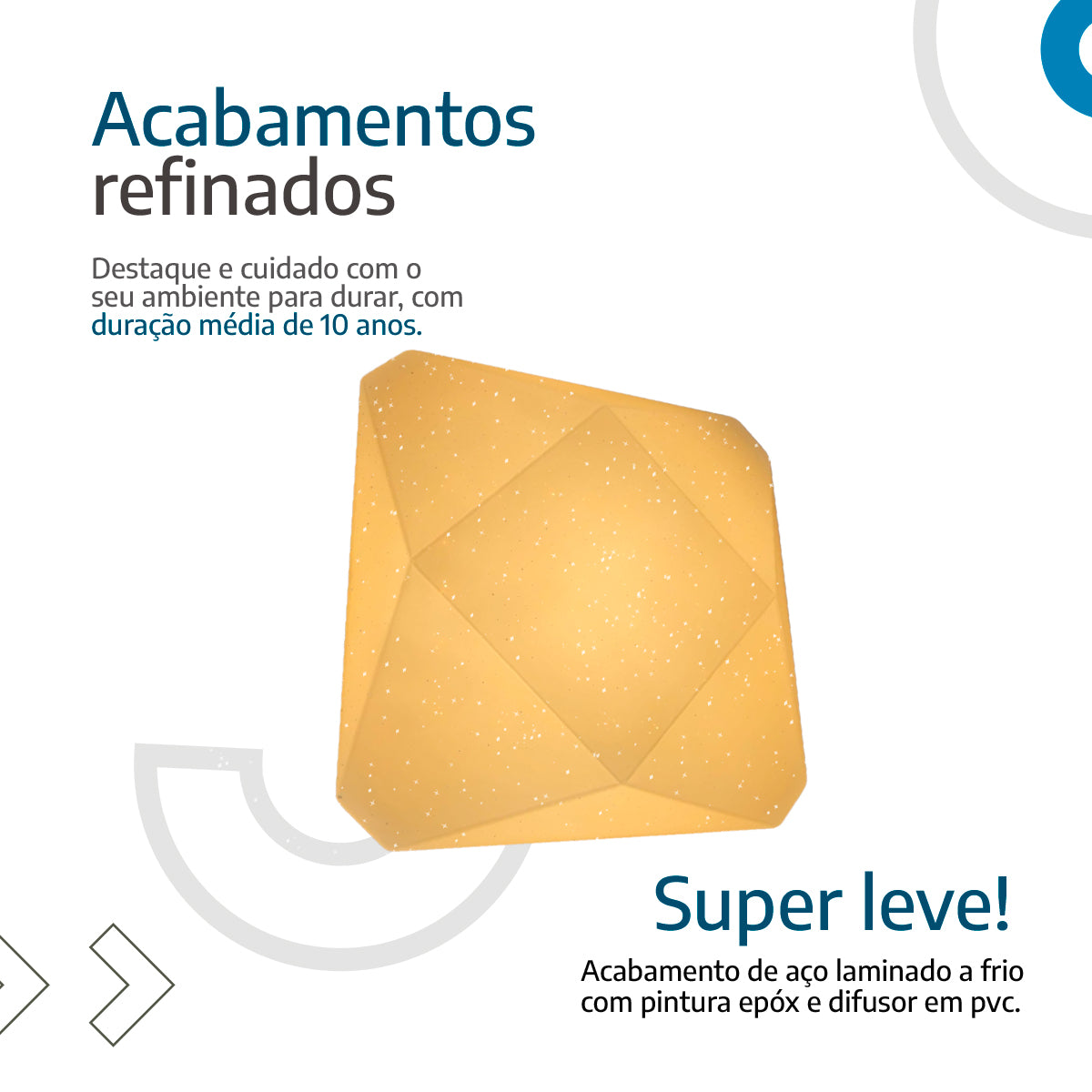 Plafon teto moderno 3D Diamante 18W Efeito Estrelado