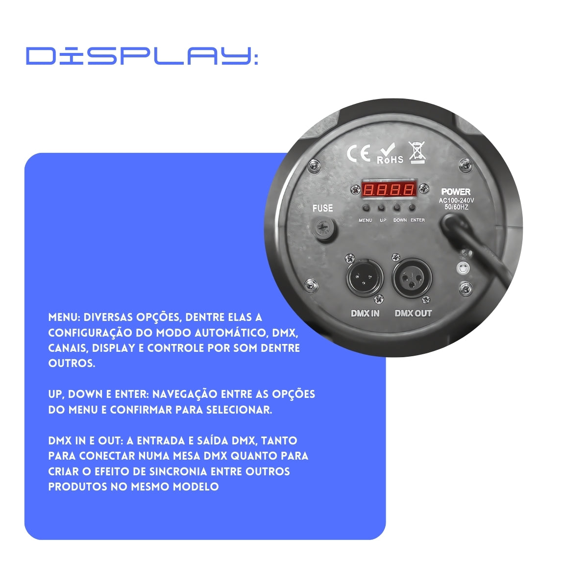 Canhão Refletor 18 Leds Rgbwa UV 18w 6 em 1 dmx Dj