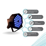 Canhão 36 Leds Dmx sensor de som Bivolt Rgb e Strobo Balada Festas