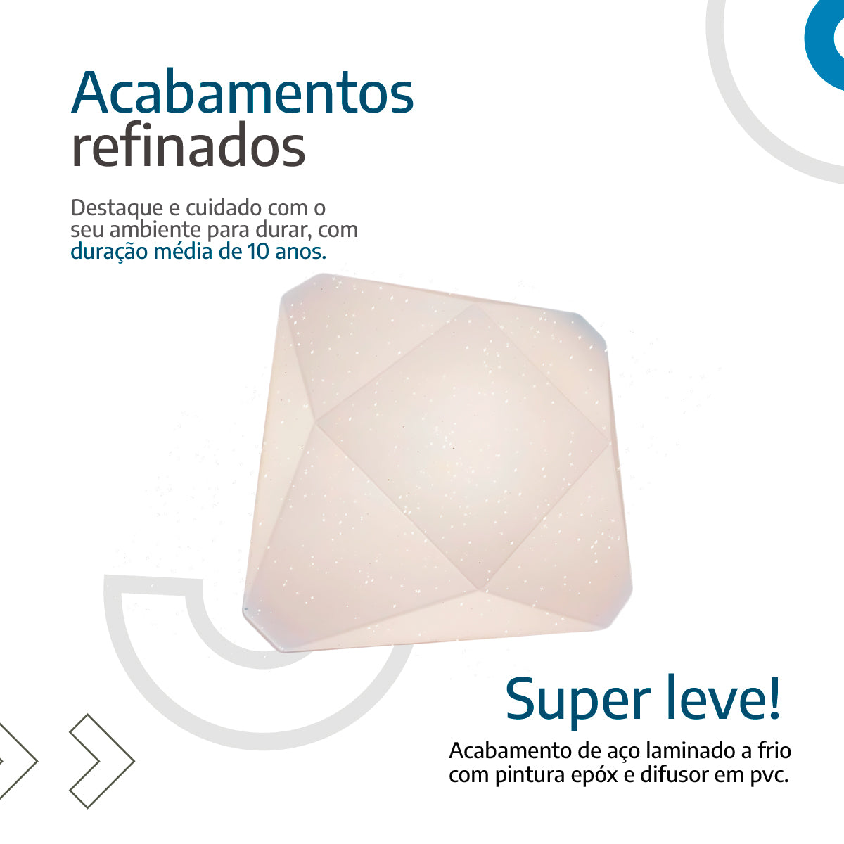 Plafon teto moderno 3D Diamante 18W Efeito Estrelado