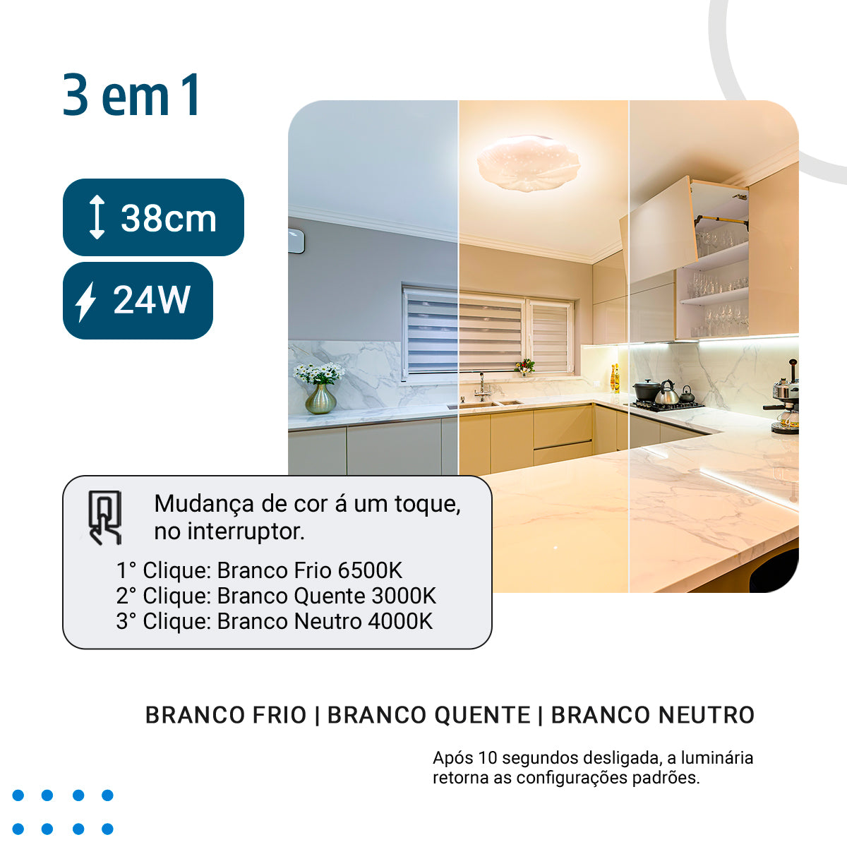 Plafon de Teto led multicor 38cm c/forma de flor 24w