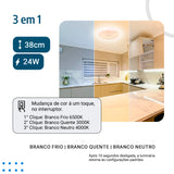 Plafon de Teto led multicor 38cm c/forma de flor 24w